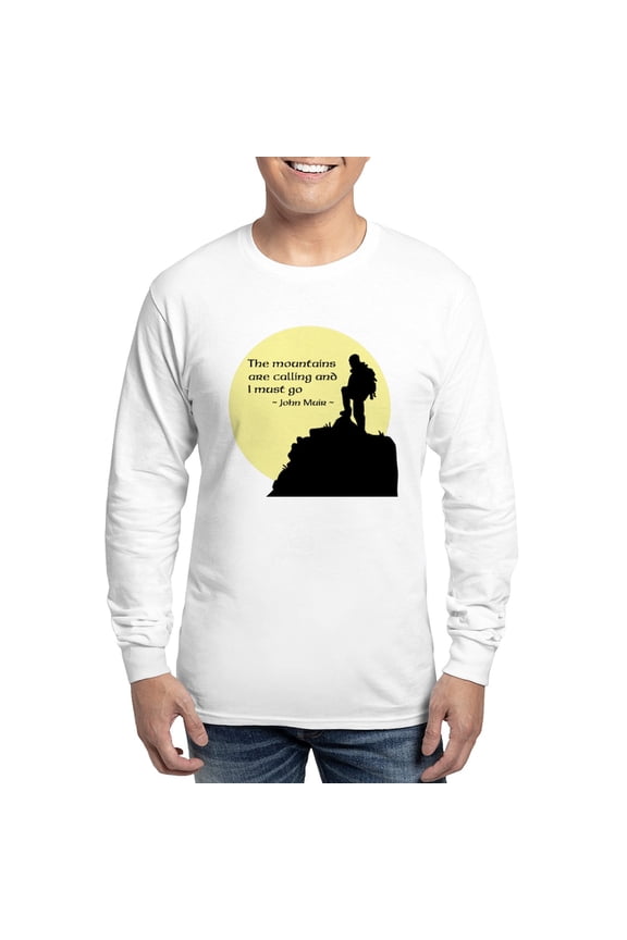 - Mountains Calling Long Sleeve T Shirt - Unisex Cotton Long Sleeve T-Shirt