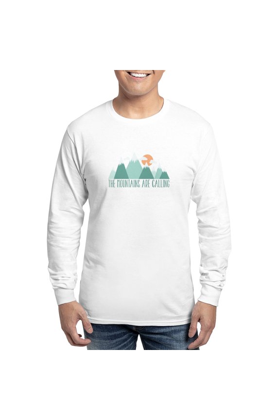 - Mountains Calling Long Sleeve T Shirt - Unisex Cotton Long Sleeve T-Shirt
