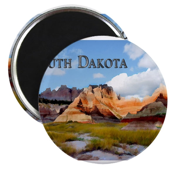 CafePress - Mountains Sky In The Badlands National Pa Magnets - 2.25" Round Magnet, Refrigerator Magnet, Button Magnet Style