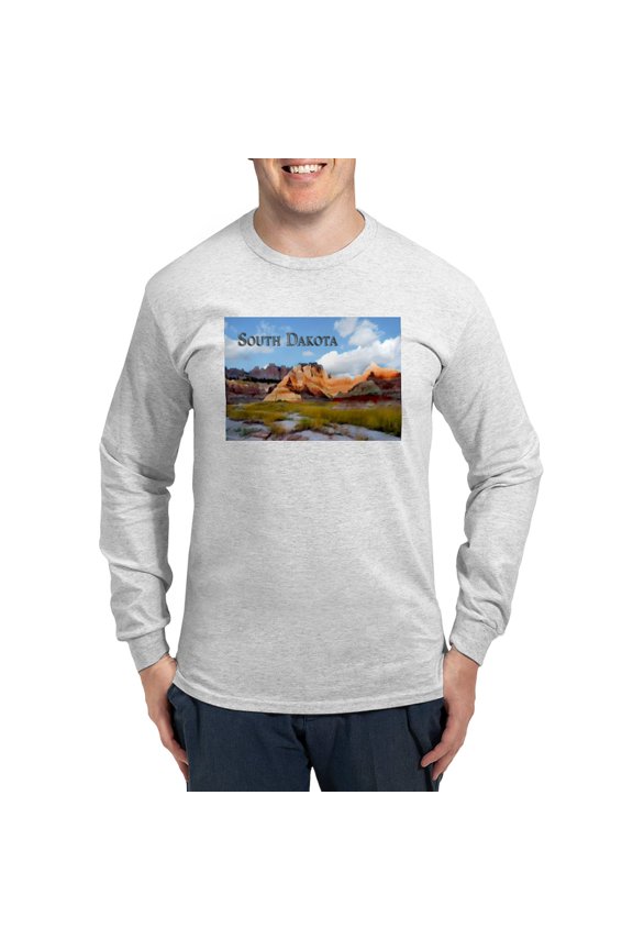 - Mountains Sky In The Badlands National Park Sout L - Unisex Cotton Long Sleeve T-Shirt