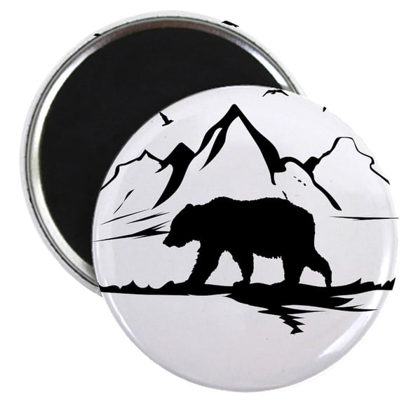 CafePress - Mountains Wilderness Bear Magnets - 2.25" Round Magnet, Refrigerator Magnet, Button Magnet Style