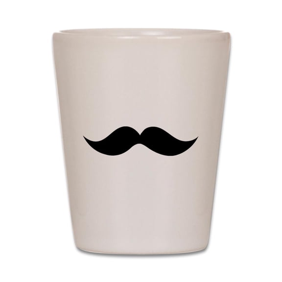 CafePress - Moustache - White Shot Glass, Unique and Funny Shot Glass
