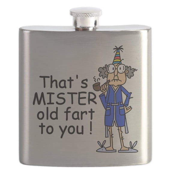CafePress - Mr. Old Fart Flask - Stainless Steel Flask, 6oz Drinking Flask