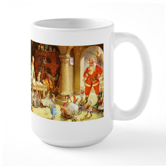 CafePress - Mrs. Claus & The Elves Bake Christmas C Large Mug - 15 oz Ceramic Large White Novelty Mug