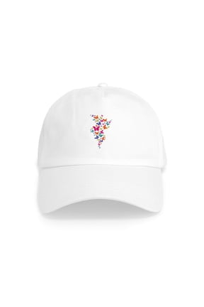 - Multi Color Flying Butterflies - Adjustable 100% Brushed Unisex Casual Cotton Baseball Cap, Beige, 1