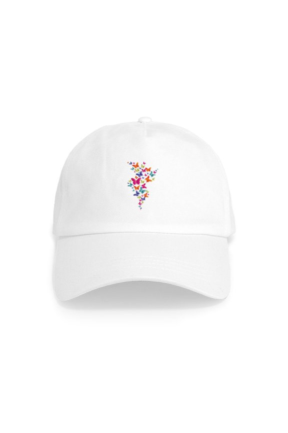 - Multi Color Flying Butterflies - Adjustable 100% Brushed Unisex Casual Cotton Baseball Cap, Beige, 1