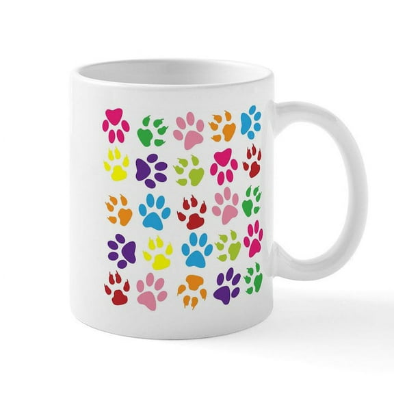 CafePress - Multiple Rainbow Paw Print Design Mugs - 11 oz Ceramic Mug - Novelty Coffee Tea Cup