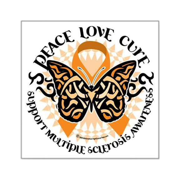 CafePress - Multiple Sclerosis Butterfl Square Sticker 3 X 3 - Square Sticker 3" x 3"