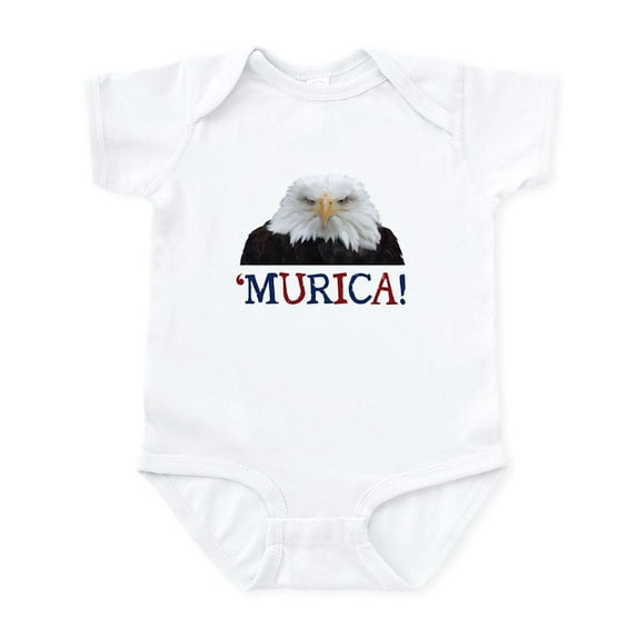 CafePress - Murica! Bald Eagle Body Suit - Baby Light Bodysuit, Size Newborn - 24 Months
