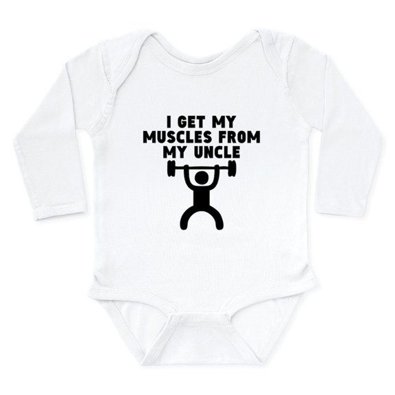 CafePress - Muscles From My Uncle Body Suit - Long Sleeve Cotton Baby Bodysuit