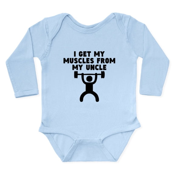 CafePress - Muscles From My Uncle Body Suit - Long Sleeve Cotton Baby Bodysuit
