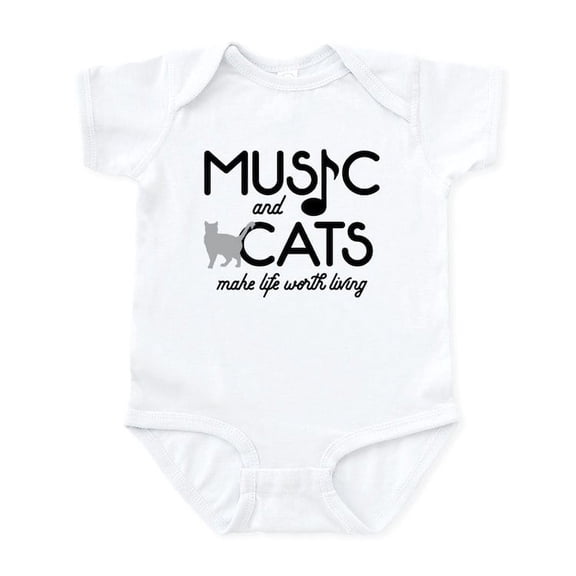CafePress - Music And Cats Baby Light Bodysuit - Baby Light Bodysuit, Size Newborn - 24 Months