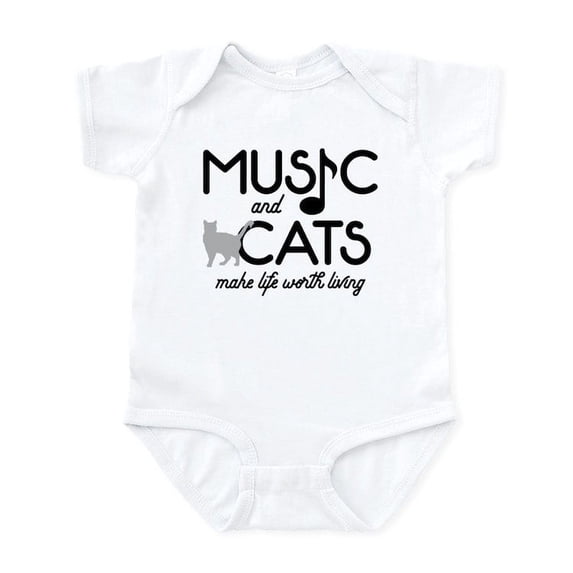 CafePress - Music And Cats Baby Light Bodysuit - Baby Light Bodysuit, Size Newborn - 24 Months