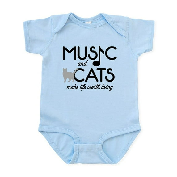 CafePress - Music And Cats Baby Light Bodysuit - Baby Light Bodysuit, Size Newborn - 24 Months