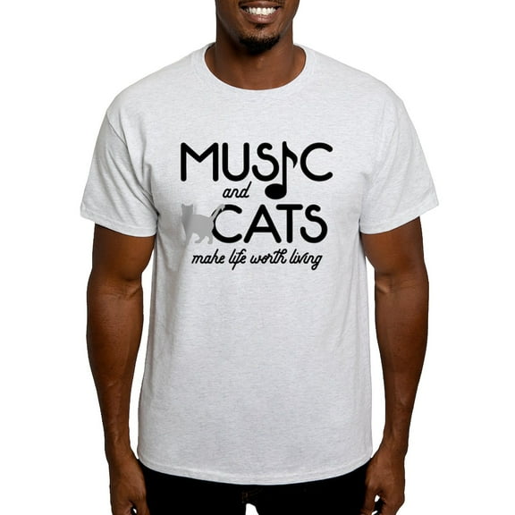 CafePress - Music And Cats Light T Shirt - Men's Classic Graphic T-Shirt