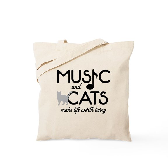 CafePress - Music And Cats Tote Bag - Unisex Canvas Tote Bag, Beige, 1-Piece