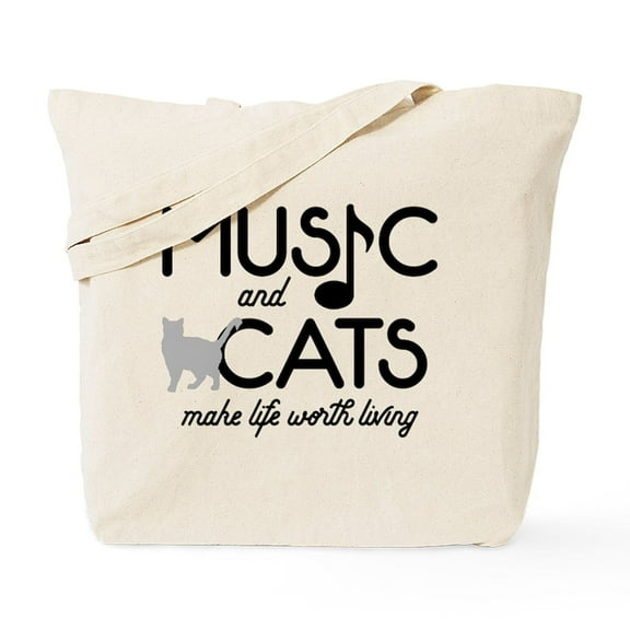 CafePress - Music And Cats Tote Bag - Unisex Canvas Tote Bag, Beige, 1-Piece