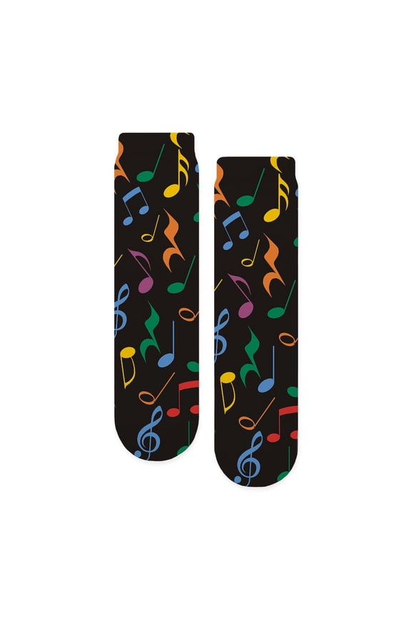 - Music Notes - Unisex Novelty Printed Crew Adult Socks