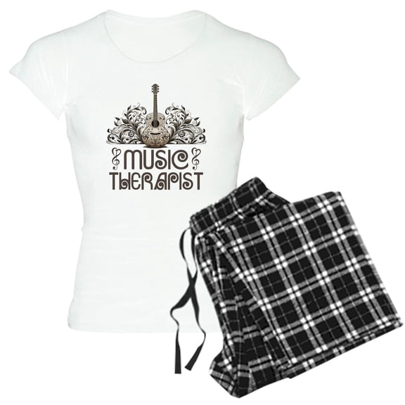 CafePress - Music Therapist Guitar Pajamas - Women's Short Sleeve Print T-Shirt and Pants Light Cotton Pajama Set
