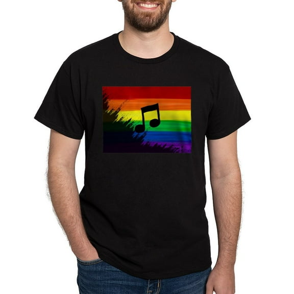 CafePress - Musical Note Gay Rainbow Art T Shirt - Men's Classic Graphic Cotton T-Shirt