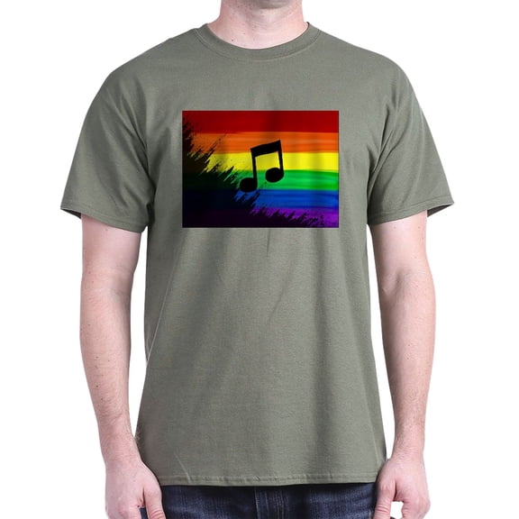CafePress - Musical Note Gay Rainbow Art T Shirt - Men's Classic Graphic Cotton T-Shirt