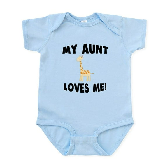 CafePress - My Aunt Loves Me Giraffe Body Suit - Baby Light Bodysuit, Size Newborn - 24 Months