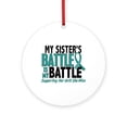 thumbnail image 1 of CafePress - My Battle Too Ovarian Cancer -  Round Wood Ornament 4", 1 of 2