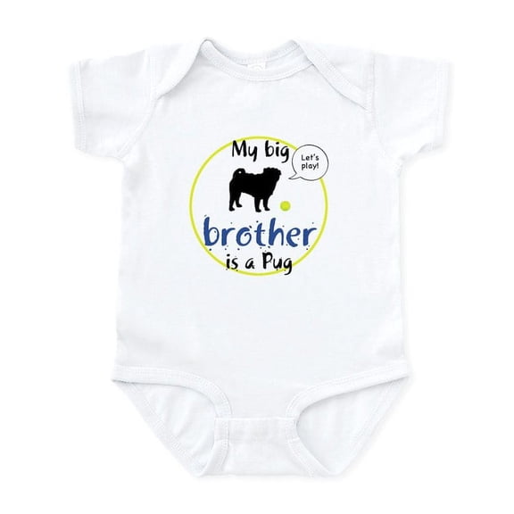 CafePress - My Big Brother Is A Pug (Let's Play!) Infant Creep - Baby Light Bodysuit, Size Newborn - 24 Months