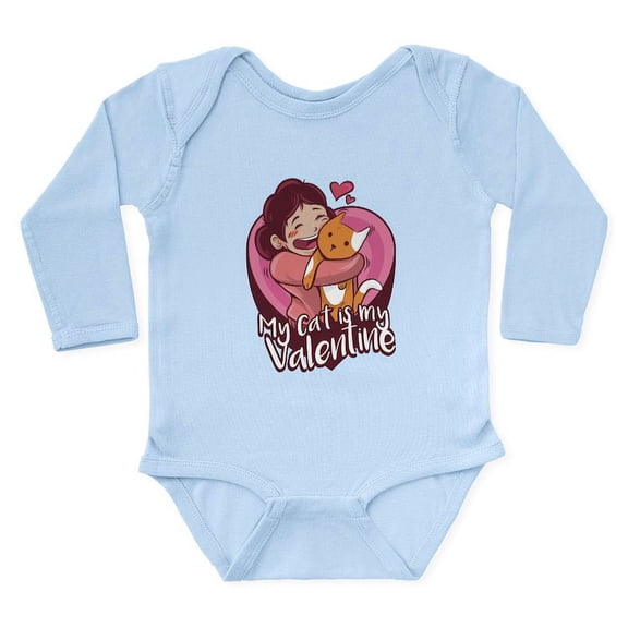 CafePress - My Cat Is My Valentine Body Suit - Long Sleeve Cotton Baby Bodysuit