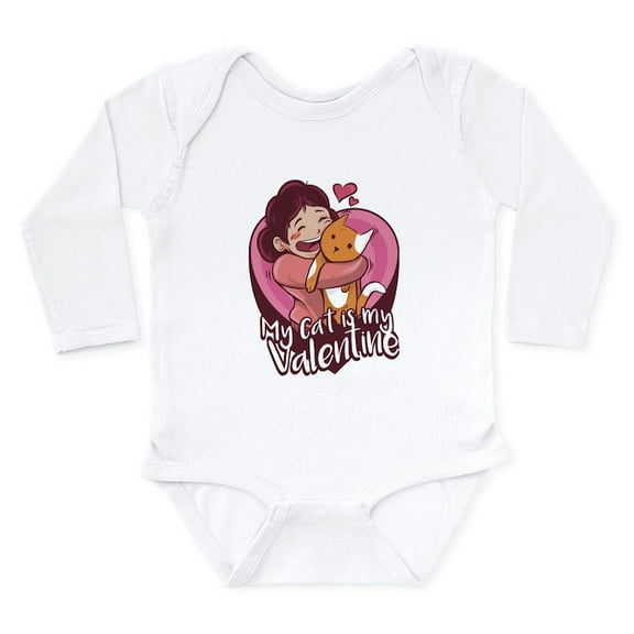 CafePress - My Cat Is My Valentine Body Suit - Long Sleeve Cotton Baby Bodysuit