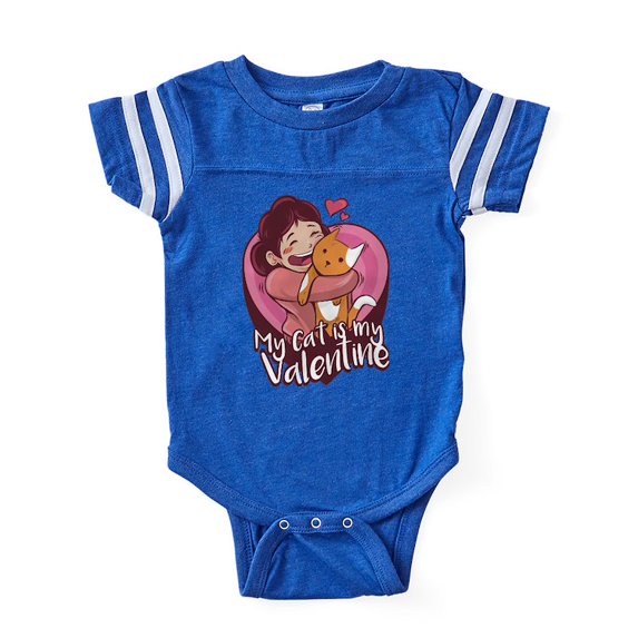 CafePress - My Cat Is My Valentine - Cute Infant Baby Football Bodysuit