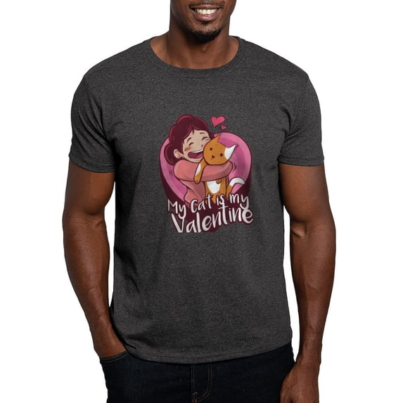 CafePress - My Cat Is My Valentine T Shirt - Men's Classic Graphic Cotton T-Shirt