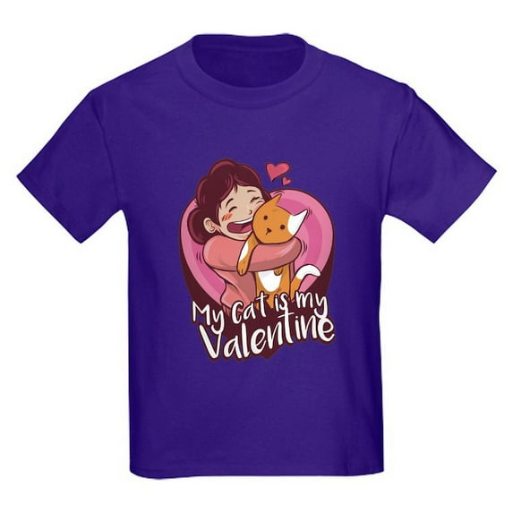 CafePress - My Cat Is My Valentine T Shirt - Dark T-Shirt Kids XS-XL