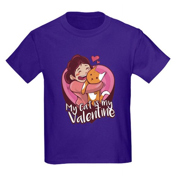 CafePress - My Cat Is My Valentine T Shirt - Dark T-Shirt Kids XS-XL