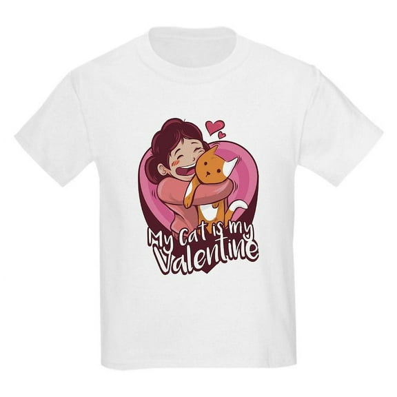 CafePress - My Cat Is My Valentine T Shirt - Light T-Shirt Kids XS-XL