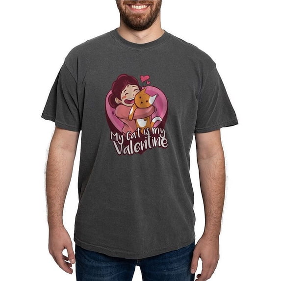 CafePress - My Cat Is My Valentine T Shirt - Mens Comfort Colors Shirt