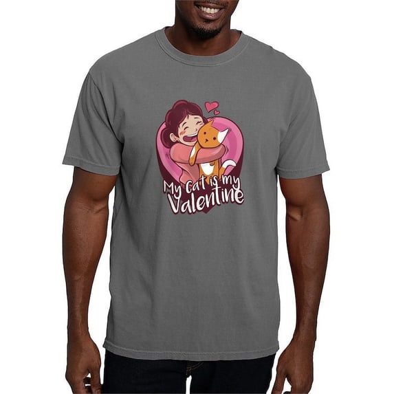 CafePress - My Cat Is My Valentine T Shirt - Mens Comfort Colors Shirt