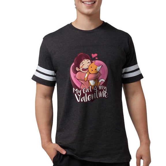 CafePress - My Cat Is My Valentine T Shirt - Mens Football Shirt