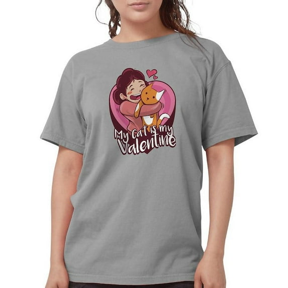 CafePress - My Cat Is My Valentine T Shirt - Womens Comfort Colors® Shirt