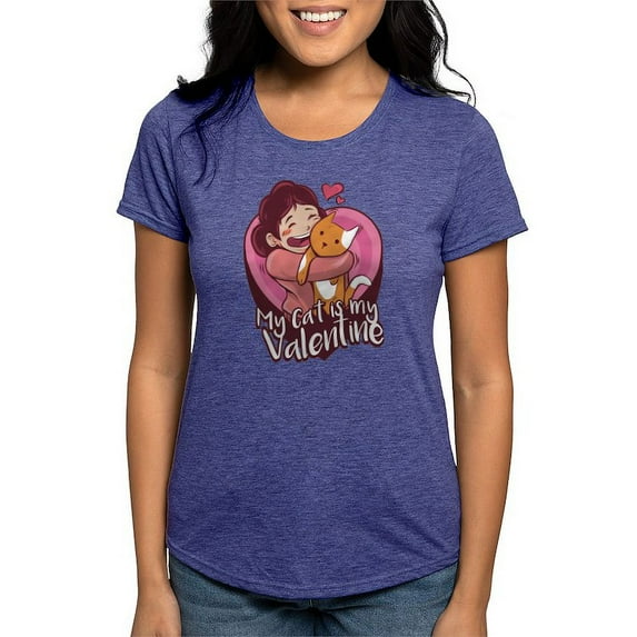 CafePress - My Cat Is My Valentine T Shirt - Womens Tri-blend T-Shirt