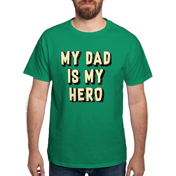 CafePress - My Dad Is My Hero Dark T Shirt - Men's Classic Graphic Cotton T-Shirt
