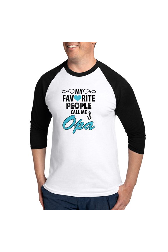 - My Favorite People Call Me Opa Baseball Jersey - Cotton Baseball Jersey, 3/4 Raglan Sleeve Shirt