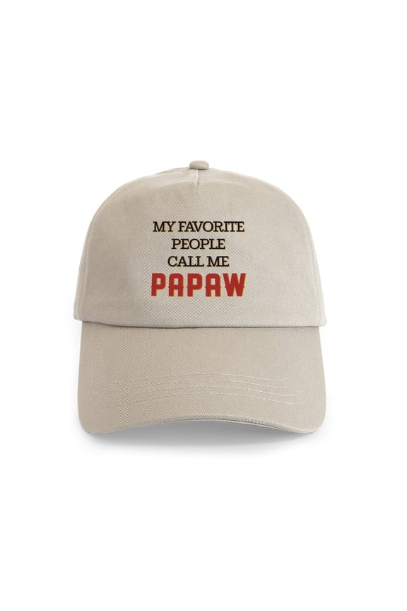 - My Favorite People Call Me Papaw Cap - Adjustable 100% Brushed Unisex Casual Cotton Baseball Cap, Beige, 1