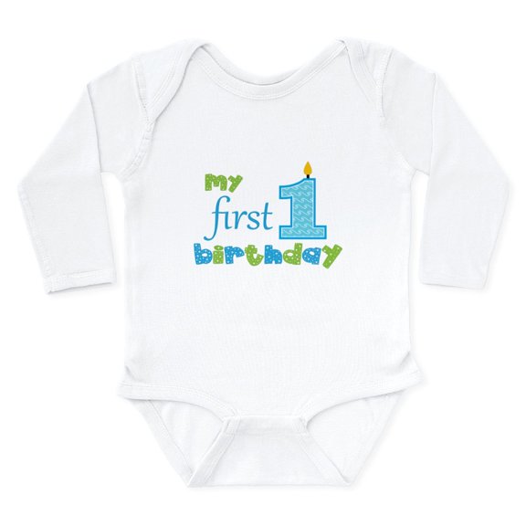 CafePress - My First Birthday Body Suit - Long Sleeve Cotton Baby Bodysuit