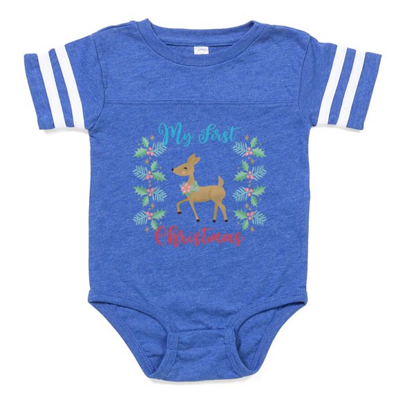 CafePress - My First Christmas - Cute Infant Baby Football Bodysuit