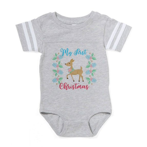 CafePress - My First Christmas - Cute Infant Baby Football Bodysuit