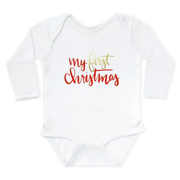 CafePress - My First Christmas Long Sleeve Infant Bodysuit - Long Sleeve Cotton Baby Bodysuit