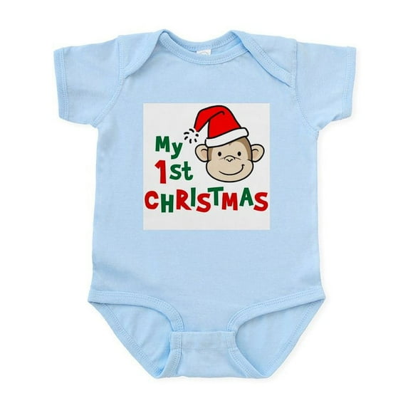 CafePress - My First Christmas Monkey Infant Bodysuit - Baby Light Bodysuit, Size Newborn - 24 Months