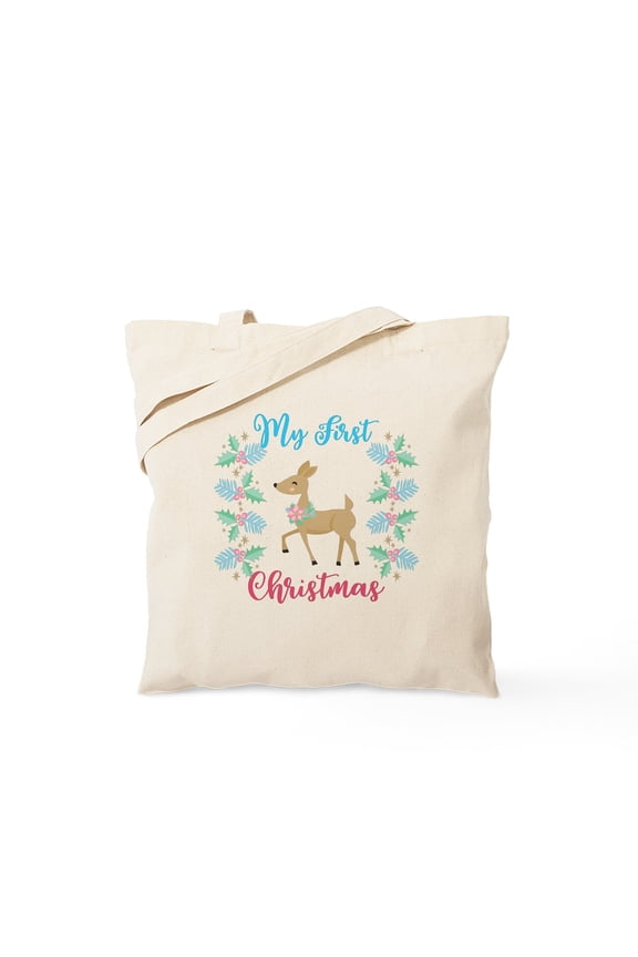 - My First Christmas Tote Bag - Unisex Canvas Tote Bag, Beige, 1-Piece