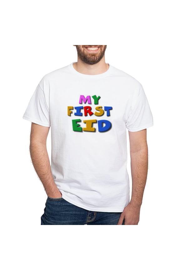 - My First Eid White T Shirt - Men's White Classic Cotton T-Shirts